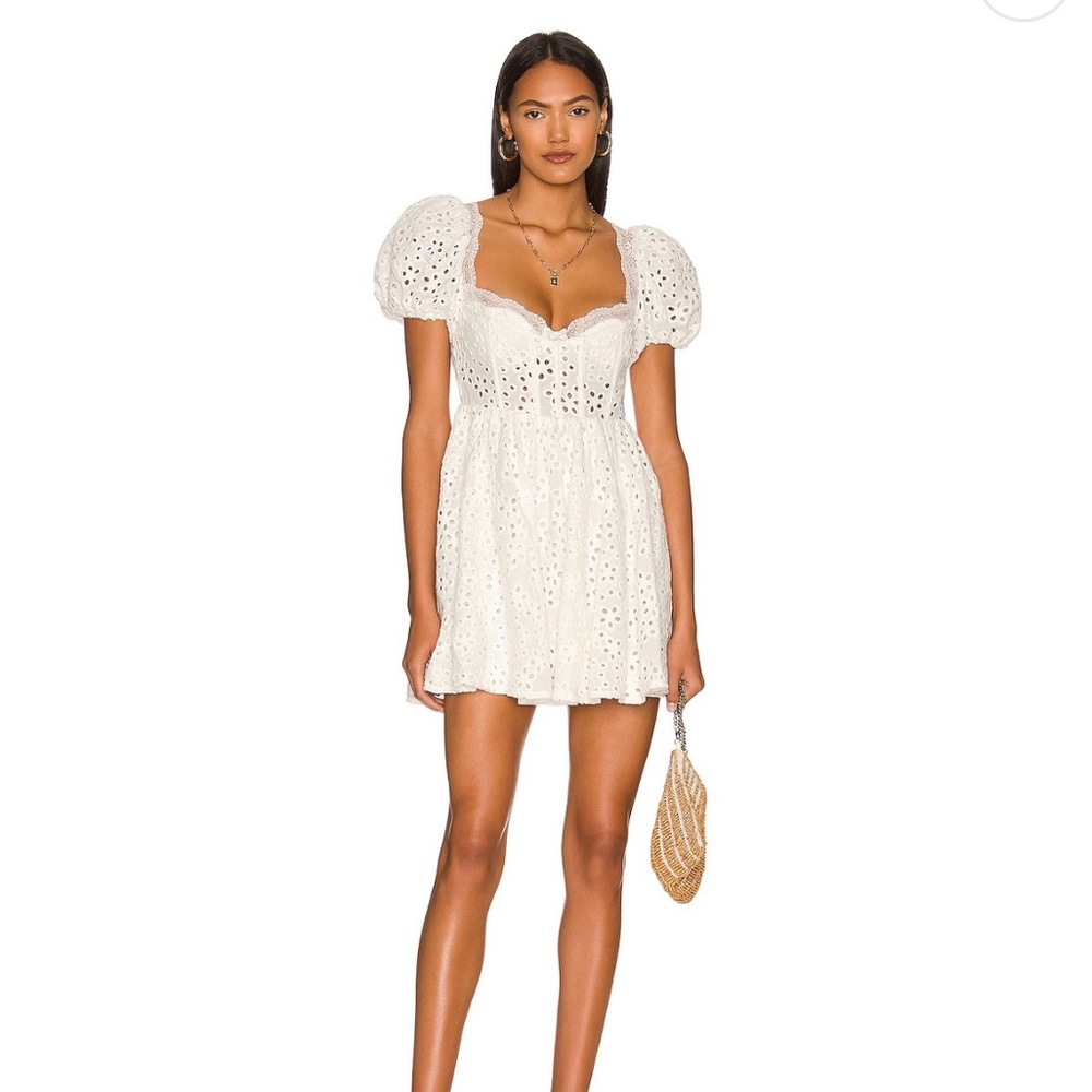 For love and lemons Becca mini dress in white size small